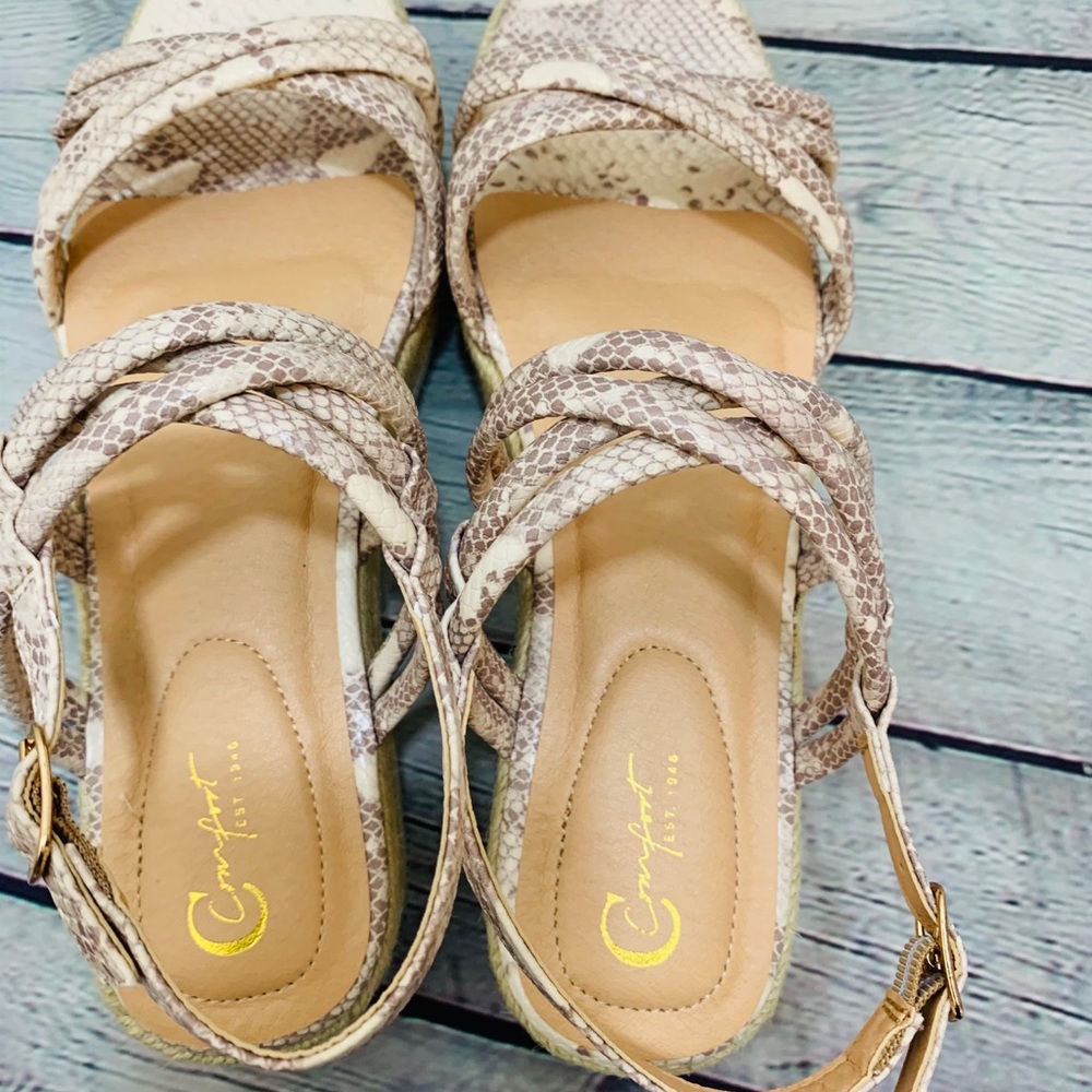 Cato | Snake Print Platform Espadrille Sandal - Picture 4 of 5